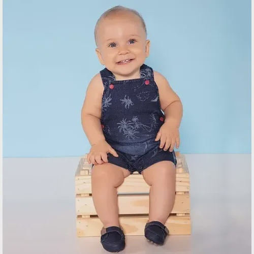 Jardineira Jeans Paraiso Bebe Menino Macacao Banho Sol Em Promocao Ofertas Na Americanas