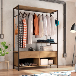 Guarda Roupa Casal Closet Aberto Estilo Industrial Arara Barcelona Preto Demolição Menor preço em Guarda Roupa Casal Closet Aberto Estilo Industrial Arara Barcelona Preto Demolição