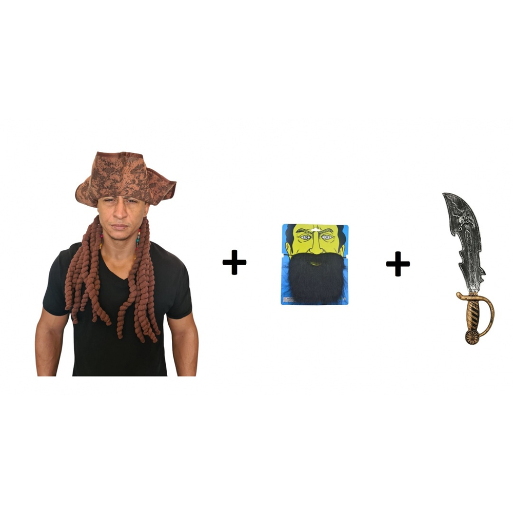 Kit Fantasia Jack sparrow Piratas do Caribe Cosplay em Promoção na  Americanas