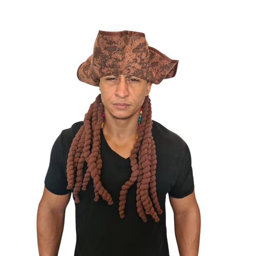 Tempaky Halloween Masculino Adulto Torta Capitão Jack Sparrow Peruca Chapéu  Tortas do Caribe Cosplay Acessórios