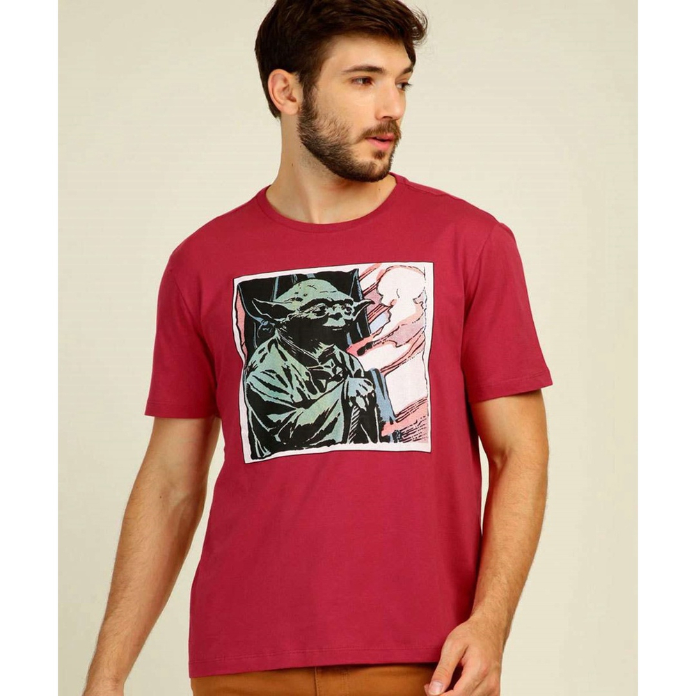 Camiseta Masculina Manga Curta Yoda Star Wars Branco