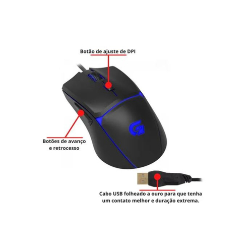 Mouse Gamer Rgb Para Jogo Fortrek Crusader 7200dpi 125hz - LOJA