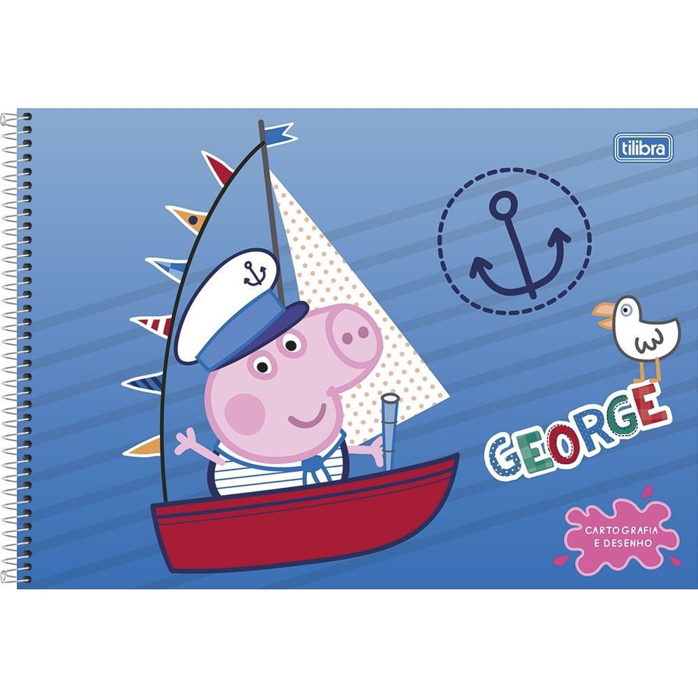 Caderno Desenho Universitário Capa Dura Peppa Pig 96 Folhas Espiral, Foroni  8609, Multicor