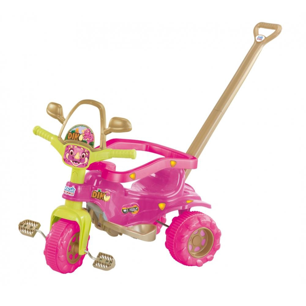 Triciclo velotrol motoquinha infantil menina dino rosa