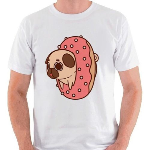 Camiseta Pug Donut Tumblr Rosquinha Fofo Kawaii Camisa Blusa em Promoção na  Americanas