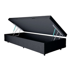 Cama Box Solteiro com Baú Pistão a gás Preto 88X188X37 Menor preço em Cama Box Solteiro com Baú Pistão a gás Preto 88X188X37