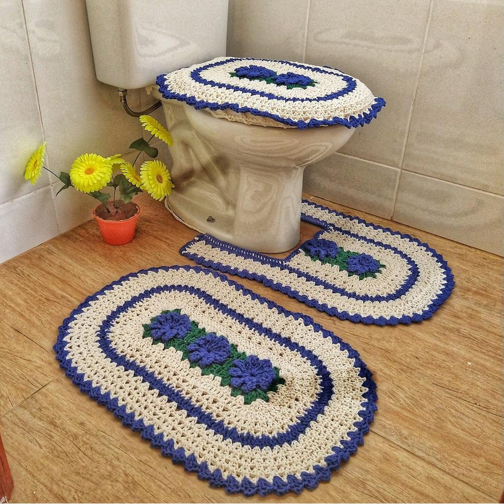 Set de baño ok  Jogos de banheiro croche, Croche para banheiro, Vaso de  crochê