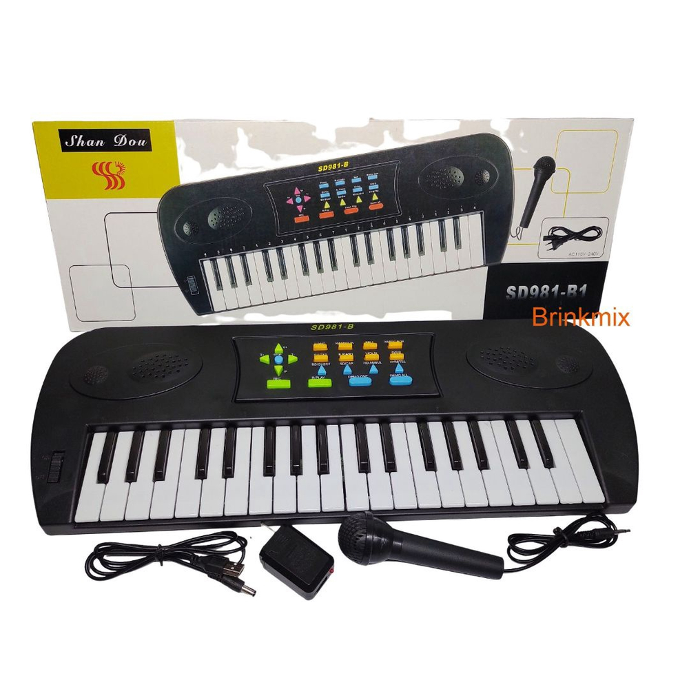 PIANO INFANTIL 5 EM 1 TECLADO GUITARRA BATERIA MICROFONE KARAOKE TROMPETE  BEBE MUSICAL COM SOM E