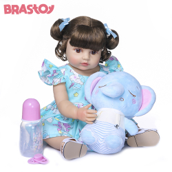 Brastoy Boneca Bebê Reborn Menina Silicone Panda Olhos Castanhos 48cm Pode  Dar Banho