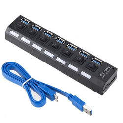 Hub Usb 7 Portas USB 3.0 Com Switch E Led Indicador Suporta 1TB LEY-199 Lehmox Menor preço em Hub Usb 7 Portas USB 3.0 Com Switch E Led Indicador Suporta 1TB LEY-199 Lehmox