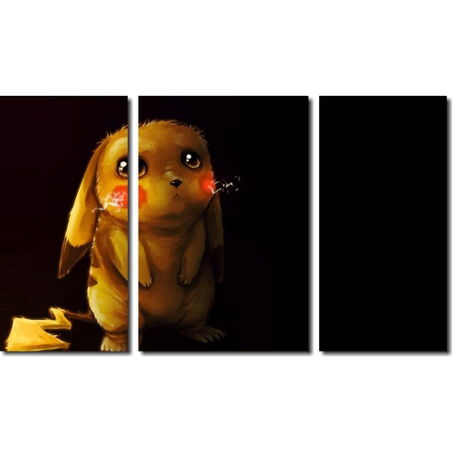 Quadro Decorativo Desenho Pikachu 3 Peças em Promoção na Americanas