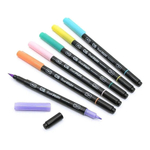 Caneta Pincel Dual Brush Aquarelável 6 Cores Pastel Cis