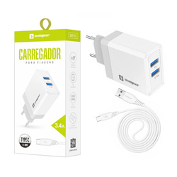 Menor preço em Carregador Rápido 3.4A Fonte 2 Entradas USB + Cabo Original Sumexr Tipo C Para Samsung S21, S21 Plus, S21 Ultra