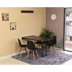 Conjunto de Mesa Dobrável Retrátil 120 x 75 Preta + 4 Cadeiras Eiffel - Preta é ruim? Conjunto de Mesa Dobrável Retrátil 120 x 75 Preta + 4 Cadeiras Eiffel - Preta é boa?