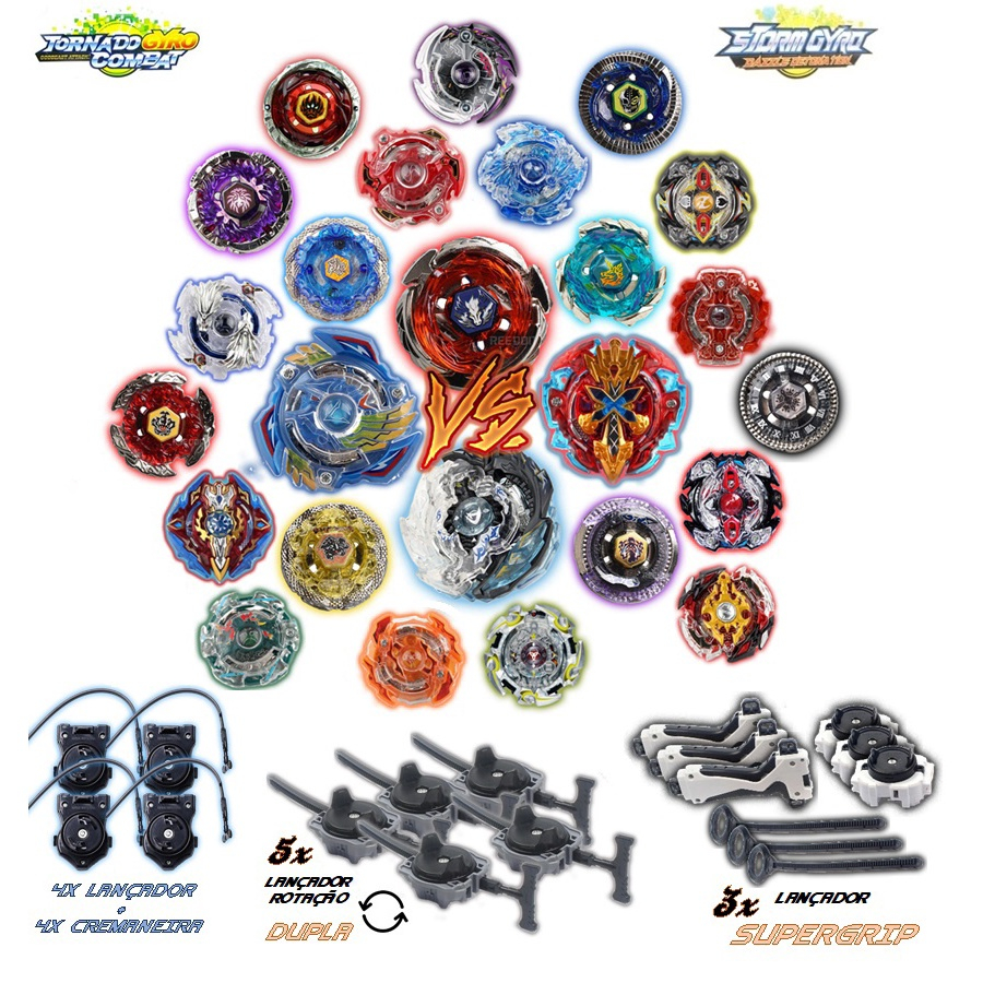 Beyblade Tornado Burst Evolution com Grip Lançador Extreme Gyro Turbo Speed  Super Rapido e Muito Forte