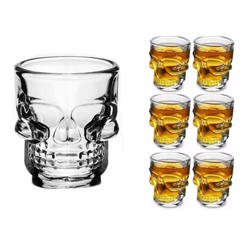 Jogo 6 Copos Caveira Vidro Shot Dose Vodka Skull Tequila Bar 50ml -  HausKraft - LOJAS RENASCER