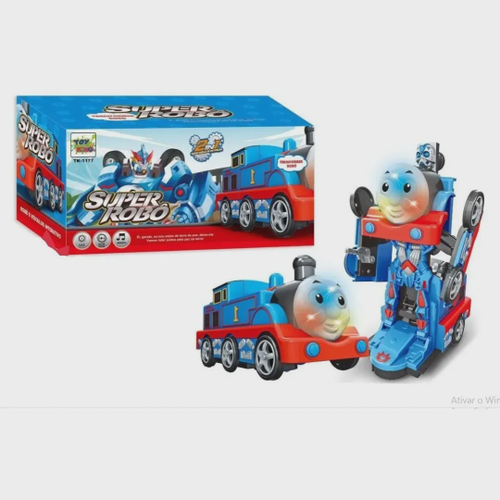 Pista Trem Locomotiva Infantil c/ 2 Vagoes Som e Luz dm Toys