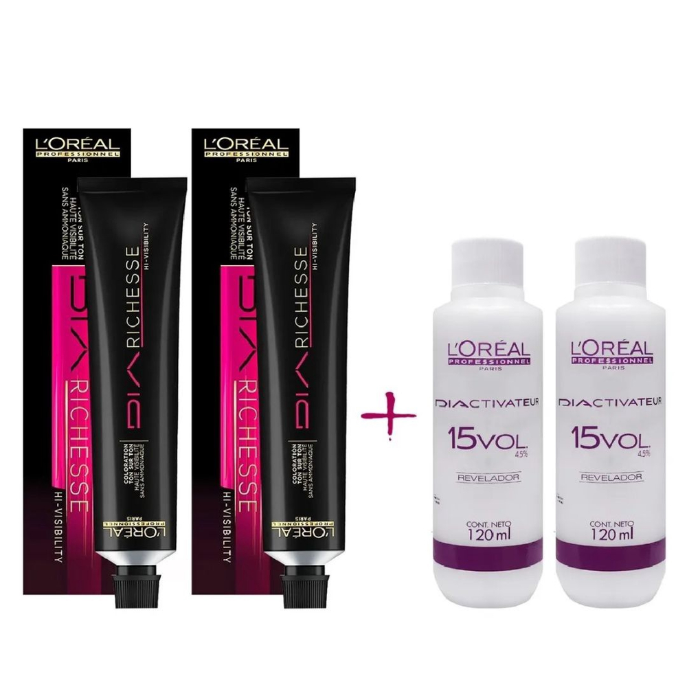 Loreal Kit Dia Richesse c/2 Tonalizantes 5.0 Castanho Claro Profundo 50g +  2 Rev. 15v