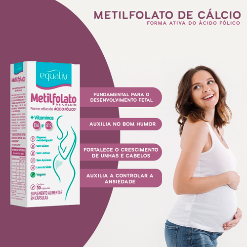 Metilfolato Forma ativa do Àcido Fólico mais Vitaminas 30 Cápsulas Equaliv em Promoção Metilfolato Forma ativa do Àcido Fólico mais Vitaminas 30 Cápsulas Equaliv em Promoção