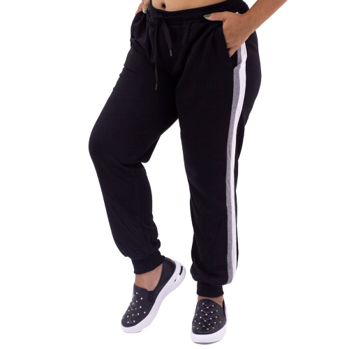 Calça moletom feminina listra do lado clearance