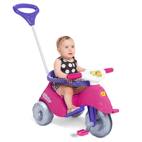 Triciclo Infantil Festa Azul Bebe Com Empurrador Motoca