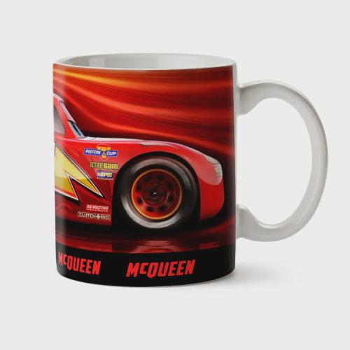 Caneca Carros Mcqueen Corrida - Interior E Alça Vermelho