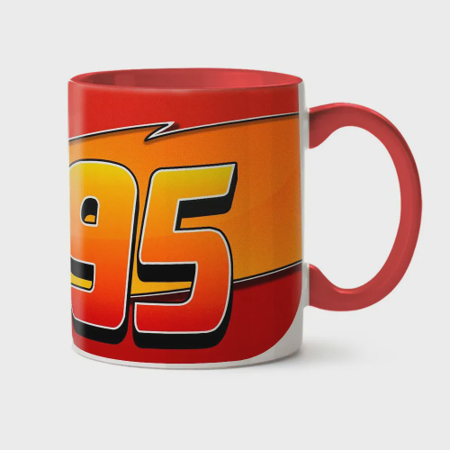 Caneca Carros Mcqueen Corrida - Interior E Alça Vermelho