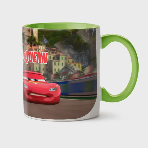 Caneca Carros Mcqueen Corrida - Interior E Alça Vermelho