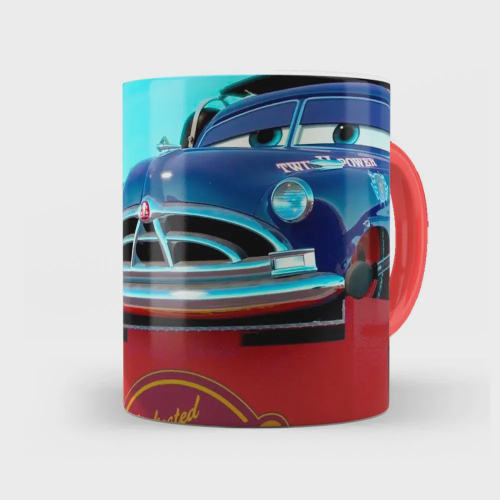 Caneca Carros Mcqueen Corrida - Interior E Alça Vermelho