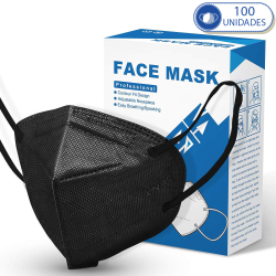 Pacote de 100 Máscaras Descartáveis KN95 PFF2 Preta Com Clipe Nasal e Elástico de Orelha Menor preço em Pacote de 100 Máscaras Descartáveis KN95 PFF2 Preta Com Clipe Nasal e Elástico de Orelha