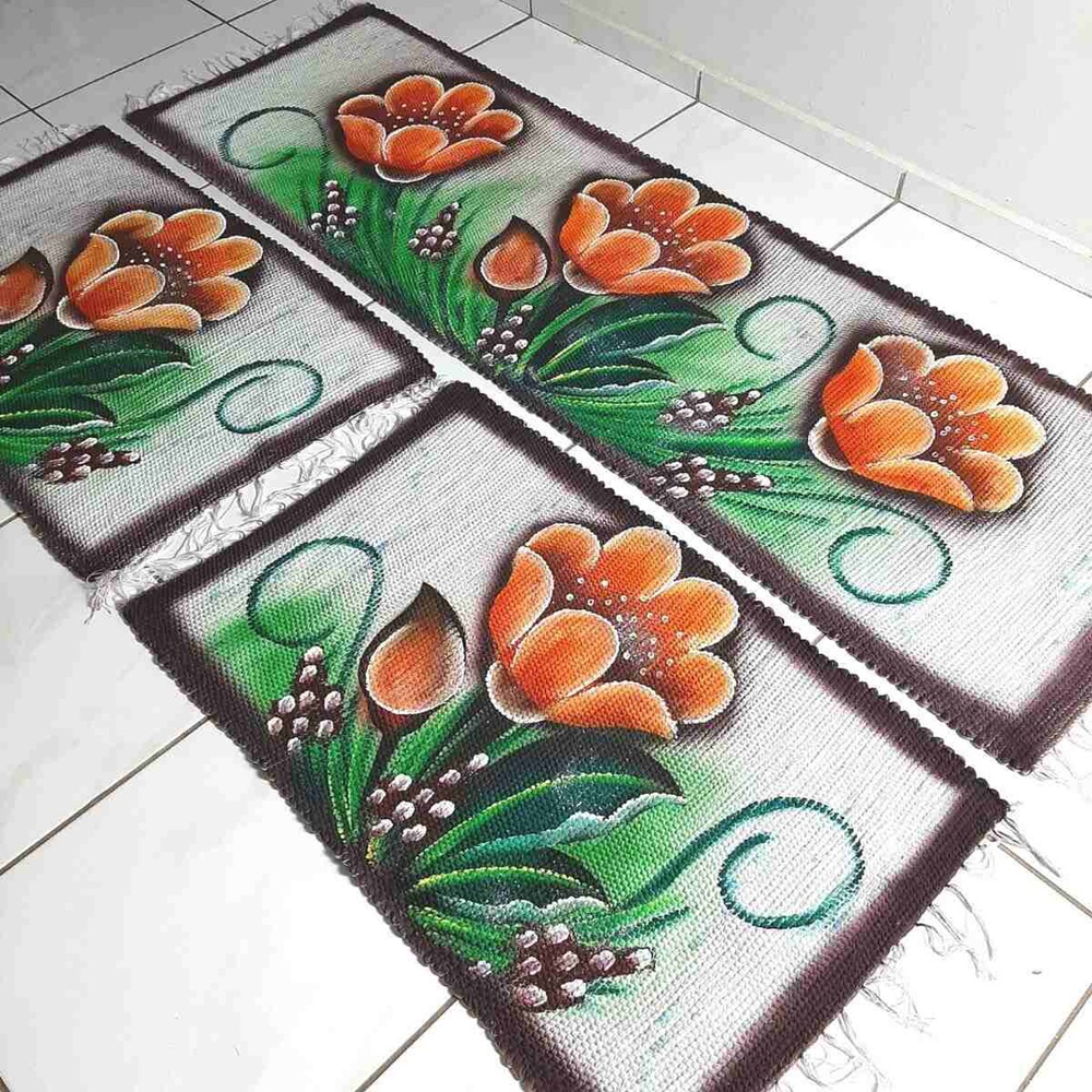 JOGO COZINHA PINTADO OKFORD 6PC (SITE)-LARANJA C/ ROSAS