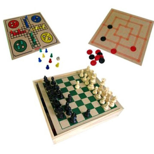 Jogo 5 Em 1 Tabuleiro Xadrez Dama Trilha Ludo Jogo Da Velha