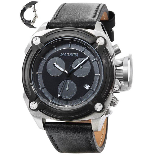 Relogio Magnum masculino pulseira de couro preto MA31560J - MSTIME