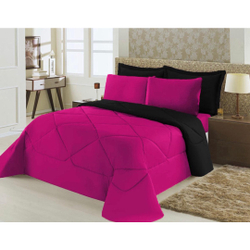 Edredom Casal Pink/Preto 1 Peça Dupla Face Ternura Poliéster Menor preço em Edredom Casal Pink/Preto 1 Peça Dupla Face Ternura Poliéster
