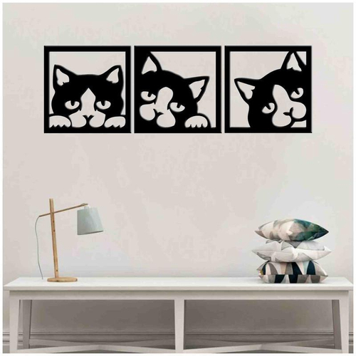 Quadro Decorativo moderno Pintura engraçada de um gato cinza - TenStickers