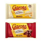 Barra Chocolate Garoto 1 Kg Ao Leite + Branco 1 Kg
