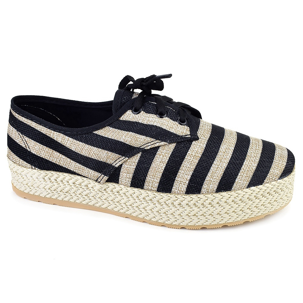 Tenis Atacador Flatform Redsun 2566268 Preto Listras em Promo o