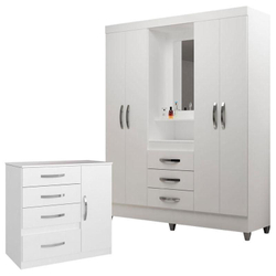 Guarda Roupa Infantil Capri e Cômoda Vênus Branco Flex - Moval Menor preço em Guarda Roupa Infantil Capri e Cômoda Vênus Branco Flex - Moval