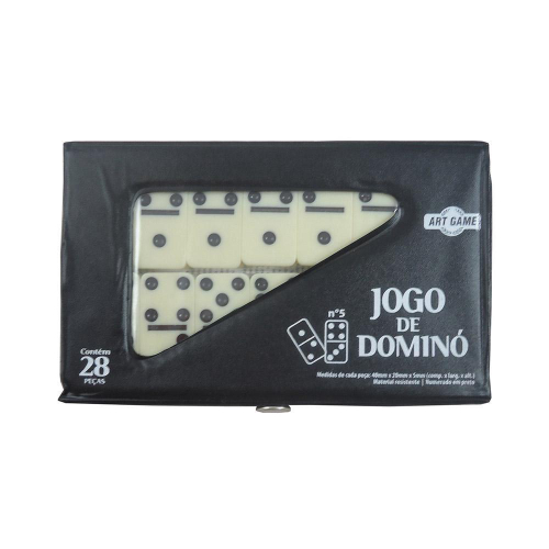 Estojo 28 pecas de osso domino com maleta de couro jogo