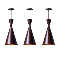Kit 3 Lustre Pendente Canadá Marrom Com Cobre Mesa Jantar Menor preço em Kit 3 Lustre Pendente Canadá Marrom Com Cobre Mesa Jantar