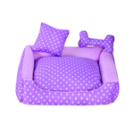 Cama para Pet Lilás Estampada Cachorro ou Gato 50cm x 50cm x 15cm com Almofadas Decorativas