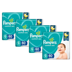 Kit Fralda Pampers Confort Sec Super Tamanho G 240 unidades Menor preço em Kit Fralda Pampers Confort Sec Super Tamanho G 240 unidades