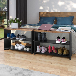 Conjunto com 2 Sapateiras Recamier Safira - Preto com freijó- rpm Móveis Menor preço em Conjunto com 2 Sapateiras Recamier Safira - Preto com freijó- rpm Móveis