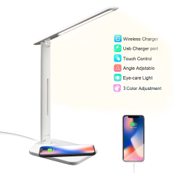 Luminária de Mesa LED com Carregador Wireless porta de carregamento usb, lâmpada de escritório olho-cuidado regulável para o trabalho, design dobrável Menor preço em Luminária de Mesa LED com Carregador Wireless porta de carregamento usb, lâmpada de escritório olho-cuidado regulável para o trabalho, design dobrável