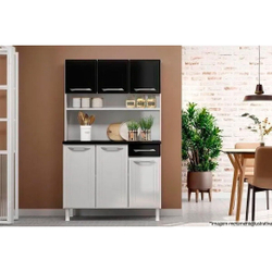 Armário de Cozinha de Aço Kit Triplo Telasul Topázio Smart Branco/Preto Menor preço em Armário de Cozinha de Aço Kit Triplo Telasul Topázio Smart Branco/Preto