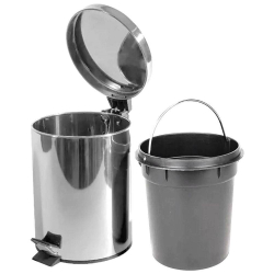 Menor preço em Lixeira Aço Inox Redonda 5 Litros Com Pedal Emborrachado