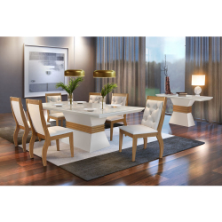 Sala de Jantar Lucy Tampo mdf Vidro com 6 Cadeiras qr Rufato Menor preço em Sala de Jantar Lucy Tampo mdf Vidro com 6 Cadeiras qr Rufato
