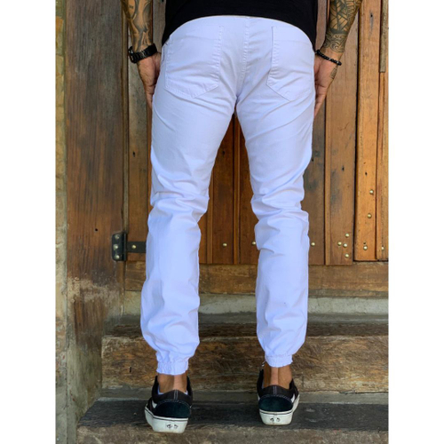 Calça jogger masculina fashion branca