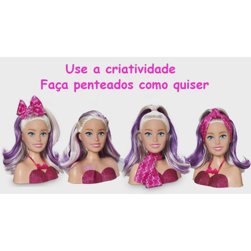 Kit Infantil Boneca Barbie Styling Hair C/ Cartela Maquiagem no Shoptime