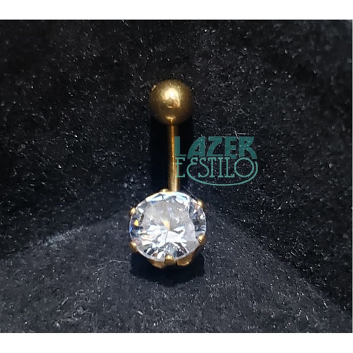 Piercing De Umbigo Aço Cirúrgico Corações Zircônia Strass - AÇO